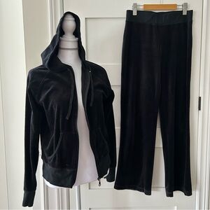 Joe Fresh Vintage Velour Track Suit Black Y2K 2000’s Women's Hoodie and Pants